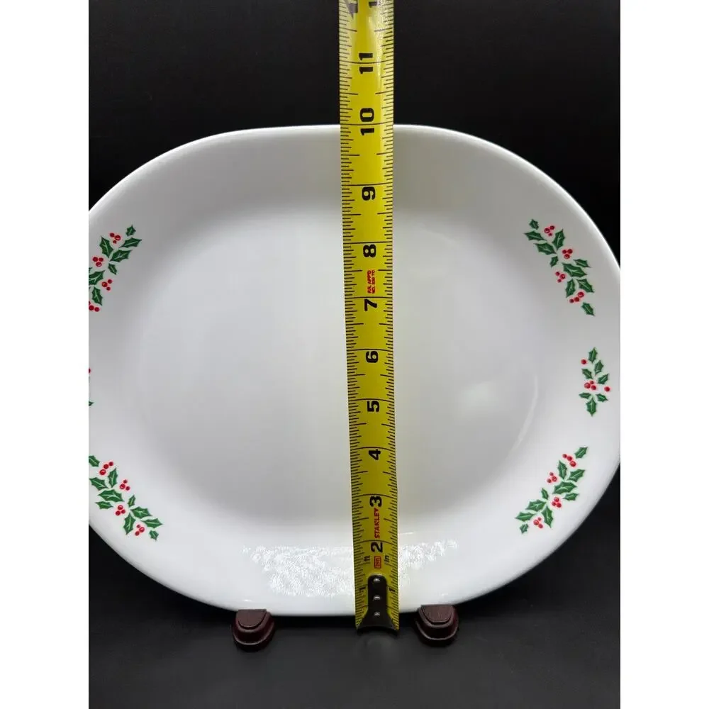 Corelle Corning Holiday Holly Oval Serving Platter 12” Christmas Vitrelle USA